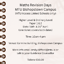 Maths Revision Day 18th and 25th of April 2026 - Carmine Building MTU